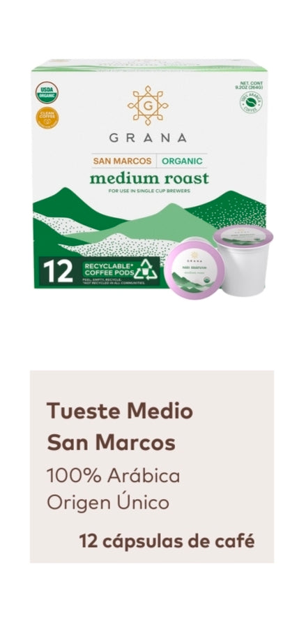 Cápsulas Keurig La Grana Orgánico Guatemala | Tueste Medio y Oscuro | 100% Arábica