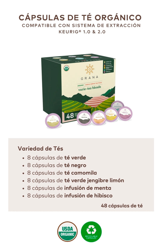 Cápsulas Té La Grana Varie-Tea Blends Keurig | Orgánico Variedad 48 Pods